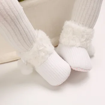 0-1 año de Edad Bebé Zapatos de Suela Suave Bebé Primeros Caminantes Niño Niñas Botas de Nieve de Color Sólido Zapatos de Cuna