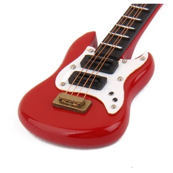 1:12 Casa De Muñecas En Miniatura De Instrumentos Musicales En Guitarra Acústica Rojo