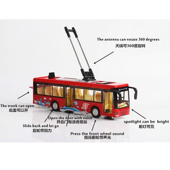 1/32 de Aleación de Autobuses de Turismo Modelo de Trolebús Fundido de Tranvía de Vehículos Coches de Juguete con luz y sonido