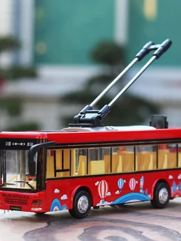 1/32 de Aleación de Autobuses de Turismo Modelo de Trolebús Fundido de Tranvía de Vehículos Coches de Juguete con luz y sonido