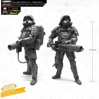 1/35 Resina Figuras de soldados Moderna Bioquímica de los Bomberos de Kits de modelos Desmontado ANUAL-01