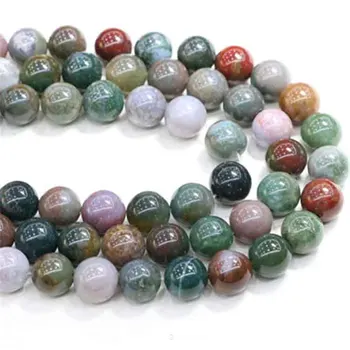 1 Hebra Natural de la India Ágatas Perlas de Colores Mezclados 4 6 8 10 12 14 mm de selección de Tamaño de la Piedra Natural Espaciador Suelta Perlas de Ajuste de la Joyería de BRICOLAJE