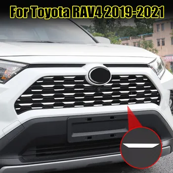 1 juego de Coches de Estilo de la Parrilla Delantera Recorte de Adornar la Cubierta de Pegatinas Para Toyota RAV 4 RAV 4 de 2019 2020 2021 Accesorios de Acero Inoxidable