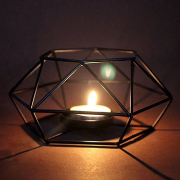 1 juego geométrico de cerámica de aceite esencial de vela de hierro forjado aroma quemador aroma W8EA