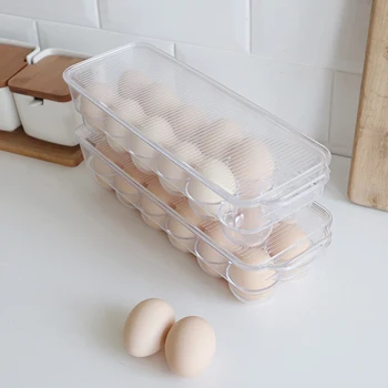 1 PC de 12 Huevos Bandeja Espesar Plástico Transparente Huevos Contenedor de Almacenamiento de Huevo Titular para el Refrigerador Cocina de Casa (32.7x11.5x8cm) 8495