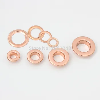 10-30-100pcs de cobre de 6mm 8mm 10mm 12mm de oro Rosa empujado bolsas de ojal de metal de montaje accesorio de hardware presionado ronda de ojales