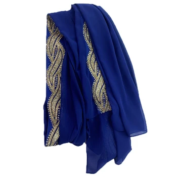 10 pc/lot Moda Bufanda de la Burbuja de Gasa Hiyab Urdimbre Bufandas Para Damas Brillante Ola de Oro Velos Musulmanes Bufanda