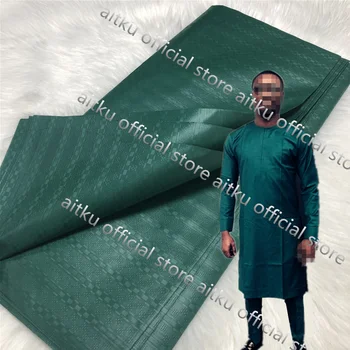 10 YardsAfrican Atiku Encaje 2020 Alta calidad Nigeria atiku de tela de color Verde de algodón suave Atiku de tela para los hombres AT30 73443