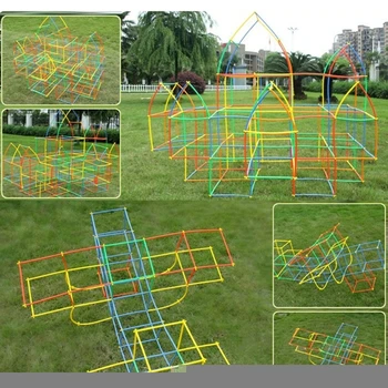 100 piezas de Plástico de colores de Paja Montados en Bloques de Construcción de Juguetes Educativos para Niños