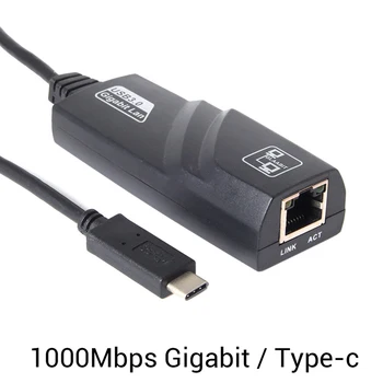 1000Mbps de Tipo c, USB-C A RJ45 Gigabit Ethernet LAN Cable de Adaptador de Red Para PC K Portátil Accesorio de color Negro