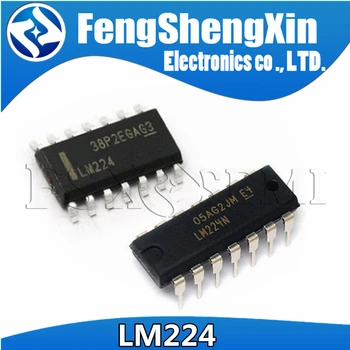 100pcs LM224 LM224N DIP-14 LM224DR SOP-14 Baja Potencia cuatro Amplificadores Operacionales IC 21417