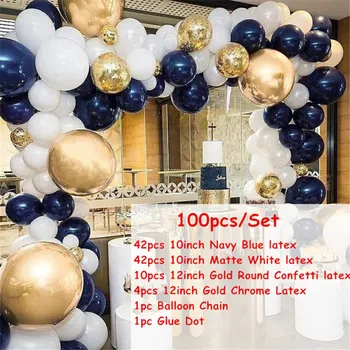 100pcs/lot color Azul marino Metalizado Globo Arco Kit de la Boda de la Fiesta de Cumpleaños de Macaron de Látex de los Globos Confeti Guirnalda Decoración Balaos
