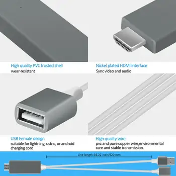 1080P HDMI Reflejo Cable USB de la Pantalla de creación de Reflejo de la TV Streamer Multimedia del Teléfono a la TV HDTV Adaptador Para el iPhone 11/ iPad/ Android