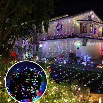 10M Guirnalda de Luces de Navidad RGB LED Cadena de Luz de Interior al aire libre de Navidad Decoración del Árbol de 100 LEDs Impermeable de Vacaciones Luces de Hadas