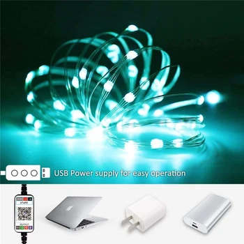 10M LED Cadena de Luz Cable de Cobre Tuya WiFi de la APLICACIÓN Móvil de Control de Luz de colores Configurar Bluetooth Control Remoto,la Decoración de Navidad