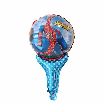10Pcs 25*35Cm Mano Stick Hero Globos metálicos Globales de SpiderMan dibujos animados Tira Bolas de Sid Super Héroe de la Fiesta de Cumpleaños de los Juguetes de Regalo