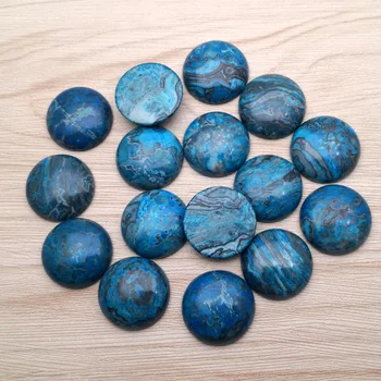 10pcs azul ágatas 25 MM redonda Cabujón Piedra Natural Bolas para el DIY de la Joyería Collar de Buena calidad anillo Aretes ningún agujero