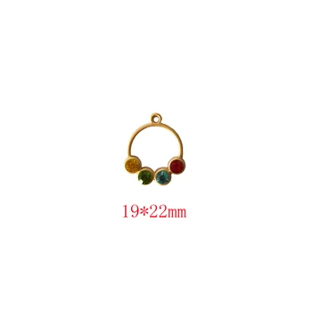 10pcs de colores Rhinestone Corona Encantos Colgantes Tonto de Metal de Oro Hueco de la Ronda Pendientes del Pendiente del Pelo de la Joyería de Accesorios de YZ604 1835