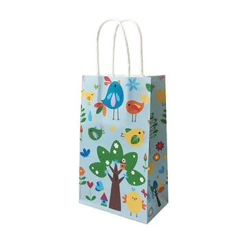 10pcs de dibujos animados impreso bolsa de papel de kraft del regalo de Boda bolsas de comida para Llevar bolso con asas a los niños bolsas de regalo de Recuerdo paquete