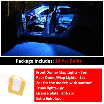 10Pcs de los Accesorios del Coche LED de la Lámpara Interior del Coche Kit de accesorios Para Nissan Qashqai J10 J11 2007-2019 Tronco Luces de Lectura de la Cúpula de Bombillas
