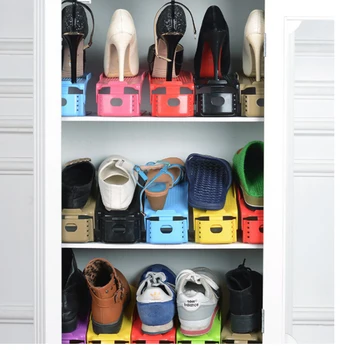 10pcs Estante del Zapato Durable Ajustable Organizador de Zapatos Calzado Apoyo de Ahorro de Espacio del Gabinete Armario de Almacenamiento de Zapatos de Pie Shoerack