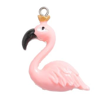 10pcs/lot Flamingo Animales Resina Encantos Colgantes DIY Pendientes de Llavero de Aretes Para la Fabricación de Joyas Artesanías