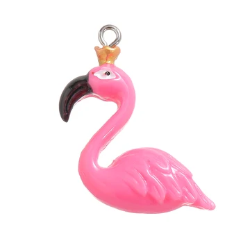 10pcs/lot Flamingo Animales Resina Encantos Colgantes DIY Pendientes de Llavero de Aretes Para la Fabricación de Joyas Artesanías