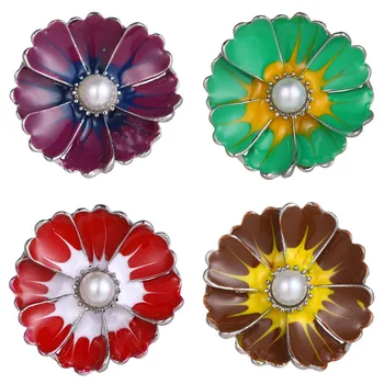 10pcs/lot Nueva Flor Grande de Encaje Botones de la Joyería del Rhinestone de la Flor de Snap Botones de Ajuste de 18mm Complemento Pulsera Brazalete de las Mujeres