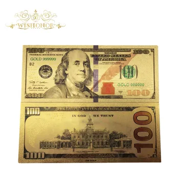 10pcs/lot Venta Caliente de Color de estados UNIDOS de Oro de los Billetes Nuevos de 100 Dólares Billetes Réplica Dinero de los Billetes en Oro Plateado Regalo del Negocio de la Colección