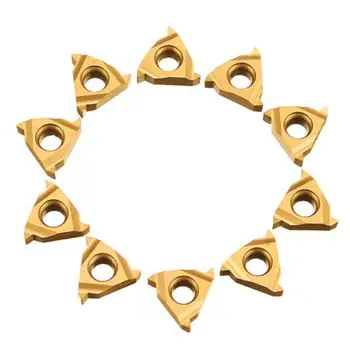 10Pcs Oro Rosca Externa de Plaquitas de metal duro de Oro Cuchillas de corte Para Máquina CNC Torneado Exterior de la Herramienta