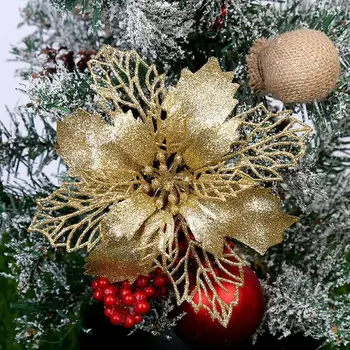 10pcs reflejo Artificial Flores Para el Árbol de Navidad de Colocar los Adornos de Simulación de Seda de Flores para la Boda de la Fiesta de la Decoración del Hogar