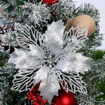 10pcs reflejo Artificial Flores Para el Árbol de Navidad de Colocar los Adornos de Simulación de Seda de Flores para la Boda de la Fiesta de la Decoración del Hogar