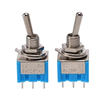 10Pcs/Set Miniatura Azul Interruptor de palanca MTS-202 6 Pines DPDT EN/6A 125V AC 2 Posición de Interruptores de palanca de Montaje Orificio de 6mm