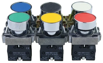 10PCS Xb2BA21 XB2BA31 XB2BA42 XB2BA51 Interruptor de botón 22mm 1NA momentánea de seis Colores opcionales rojo amarillo azul blanco