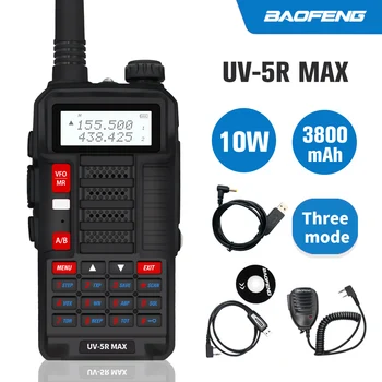 10W Baofeng UV-5R MAX Walkie Talkie UV5R max de Banda Dual de Dos vías de Radio UHF VHF Transceptor USB para Cargar la Caza de Jamón de Radio Transmitte