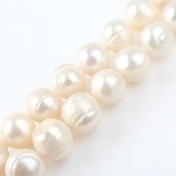 12-13mm Blanco Natural de agua Dulce de la Perla Perlas Redondas Sueltas Espaciador de Bolas Para la Fabricación de la Joyería de Bricolaje de las Mujeres de la Pulsera de los Accesorios De 15