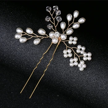 12 piezas de Oro de Lujo de Cristal Y Perlas de la Boda de Baile Pasador de Pelo Clip de Perlas de Novia Horquilla De Mujer Accesorios de la Joyería
