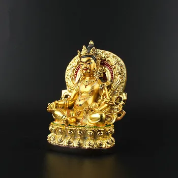 12cm Tsanbala/Jambhala de la Resina de la Estatuilla de Buda, Bodhisattva Delicado Budista Tranic Chapado en Oro del Tesoro de la Figura de la Estatua de Buddha