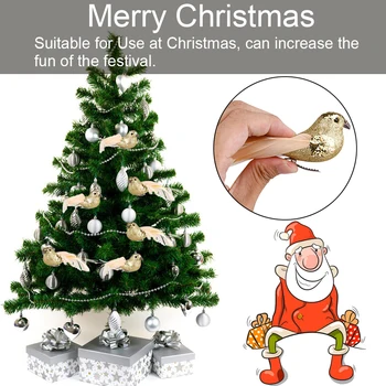 12Pcs Realista Lindo Plumas Brillo Artificial de Aves Clip En el Adorno del Árbol de Navidad de la Puerta del Sombrero Festivo Decoraciones de la Boda