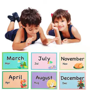 12pcs Rompecabezas de Aprendizaje Temprano mes de la Tarjeta Para los Niños pequeños, los Niños Flashcards de la Ayuda Montessori Temprana Educación Juguetes de Aprendizaje