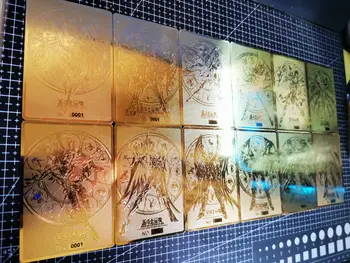12pcs/set de Saint Seiya Gold Alma de Metal de Los Signos del Zodiaco Juguetes Aficiones Hobby Coleccionables Colección de juegos de Anime Tarjetas