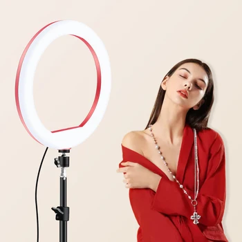 13 Pulgadas de Maquillaje Selfie LED Luz de Relleno 33 cm con soporte para Teléfono Regulable 3000-6000K Anillo de la Lámpara Kit de Estudio Fotográfico al aire libre Video