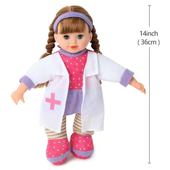 14 pulgadas bebe reborn Dolls simulación de sonido de instrumentos Médicos Realista Bebé muñeca de 36 cm de suave Silicona Enfermera de la ropa de la Muñeca para los Juguetes de niña