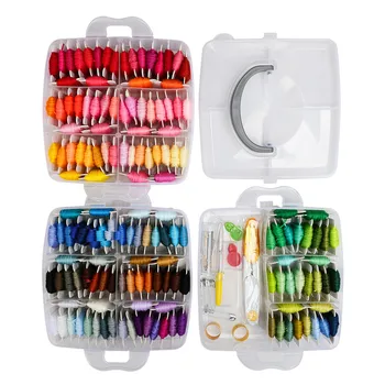 150 Colores de Hilo de bordar Hilo dental Kit de 8 MetersCross Puntada de Hilo Hilos Tijeras, Agujas de Coser Kit de Accesorios con Cuadro de