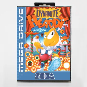 16 bits de Sega MD Cartucho de juego con la caja al por menor - Dynamite Headdy tarjeta de juego para Megadrive Genesis sistema