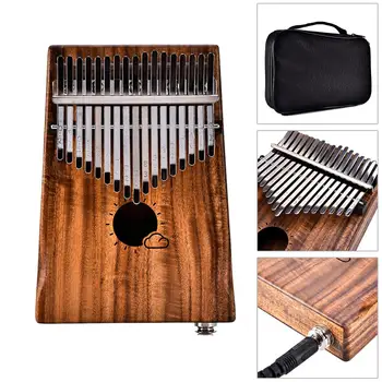 17 Tecla de Acacia de Madera EQ Kalimba África Dedo Pulgar de Piano Con el Built-in de Recogida w/ 6.35 mm Extremo-pin Jack Instrumento de Teclado