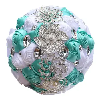 18 CM hecho a Mano de la Boda Ramos de la Celebración de Rosa Artificial de Flores de diamantes de imitación de Dama de honor de Cristal Ramo de Novia Mariage Parte W228