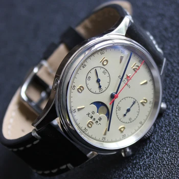 1963 Cronógrafo Reloj de los Hombres Piloto Reloj Mecánico de la Fuerza Aérea de 40mm reloj de Zafiro Reloj de Parada de la fase Lunar Reloj Hombre Reloj 139243