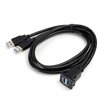 1M/2M Enchufe el Cable USB 3.0 de Coche de Auto Montaje empotrado Macho a Hembra Cable de Extensión de Panel Panel Cuadrado de Línea de Audio para Motocicleta