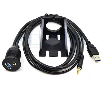 1m USB 3.0, USB 2.0 y 3.5 mm a USB y 3.5 mm AUX Cable de Extensión para Montaje empotrado Cable Cable para el Coche/Barco/Remolque de línea de la Placa de 3 PIES